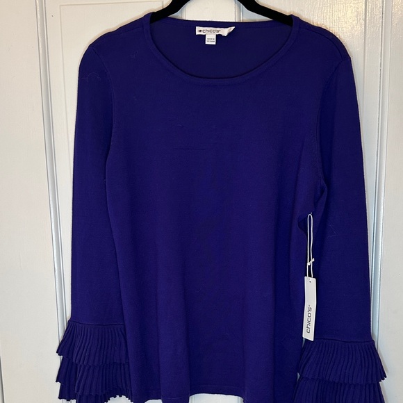 Chico's Sweaters - Chico’s Purple Bell‎ Sleeve Sweater size S NWT